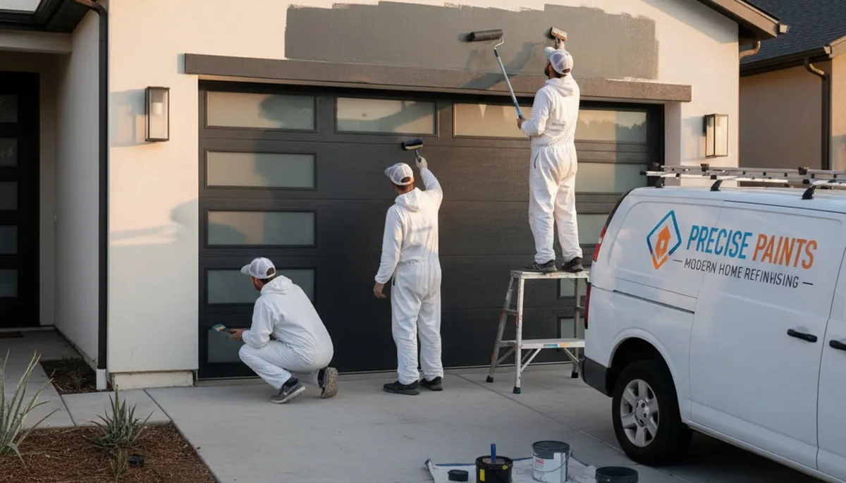 Professional garage door painting in Beverly, MA enhancing curb appeal with durable coastal finishes
