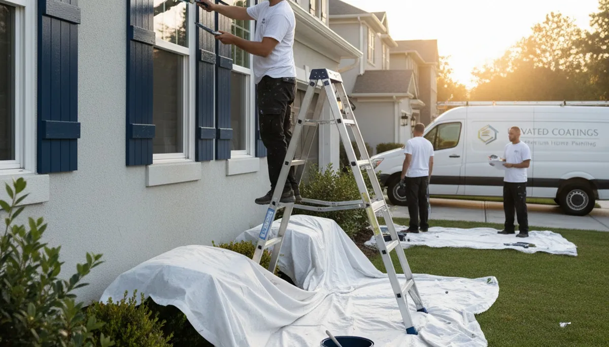 Professional shutter painting on coastal home in Beverly, MA by expert house painters